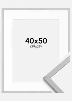 Ramme Edsbyn Grey 40x50 cm - Passepartout Hvid 30x40 cm