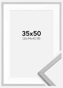 Ramme Edsbyn Grey 35x50 cm - Passepartout Hvid 11x17 inches