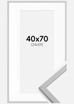 Ramme Edsbyn Grey 40x70 cm - Passepartout Hvid 25x60 cm