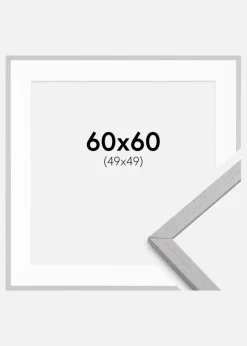 Ramme Edsbyn Grey 60x60 cm - Passepartout Hvid 50x50 cm