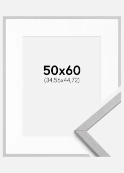 Ramme Edsbyn Grey 50x60 cm - Passepartout Hvid 14x18 inches