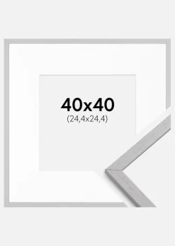Ramme Edsbyn Grey 40x40 cm - Passepartout Hvid 10x10 inches