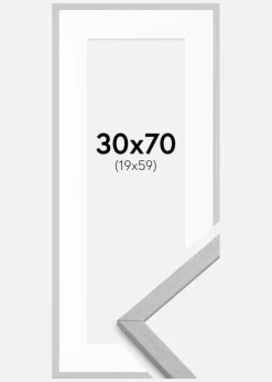 Ramme Edsbyn Grey 30x70 cm - Passepartout Hvid 20x60 cm