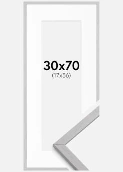 Ramme Edsbyn Grey 30x70 cm - Passepartout Hvid 18x57 cm