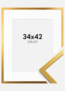 Ramme Edsbyn Guld 34x42 cm - Passepartout Hvid 25x32 cm