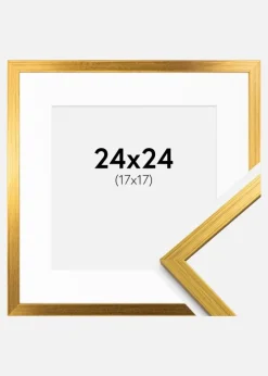 Ramme Edsbyn Guld 24x24 cm - Passepartout Hvid 18x18 cm