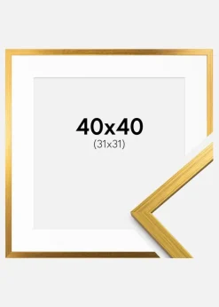 Ramme Edsbyn Guld 40x40 cm - Passepartout Hvid 32x32 cm