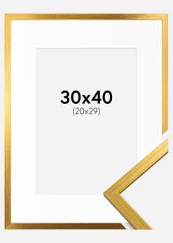 Ramme Edsbyn Guld 30x40 cm - Passepartout Hvid 21x30 cm