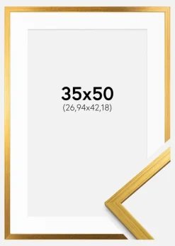 Ramme Edsbyn Guld 35x50 cm - Passepartout Hvid 11x17 inches