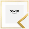 Ramme Edsbyn Guld 50x50 cm - Passepartout Hvid 35x35 cm