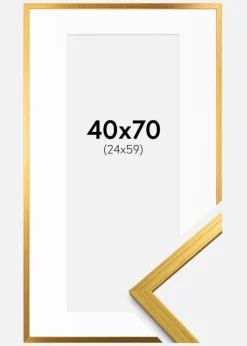 Ramme Edsbyn Guld 40x70 cm - Passepartout Hvid 25x60 cm