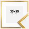 Ramme Edsbyn Guld 35x35 cm - Passepartout Hvid 24x24 cm