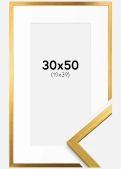 Ramme Edsbyn Guld 30x50 cm - Passepartout Hvid 20x40 cm