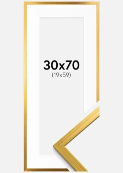 Ramme Edsbyn Guld 30x70 cm - Passepartout Hvid 20x60 cm