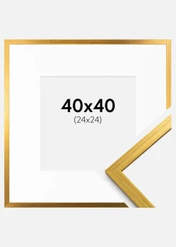 Ramme Edsbyn Guld 40x40 cm - Passepartout Hvid 25x25 cm