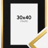 Ramme Edsbyn Guld 30x40 cm - Passepartout Sort 20x30 cm