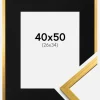 Ramme Edsbyn Guld 40x50 cm - Passepartout Sort 27x35 cm