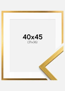 Ramme Edsbyn Guld 40x45 cm - Passepartout Hvid 32x37 cm
