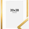 Ramme Edsbyn Guld 20x28 cm - Passepartout Hvid 15x23 cm