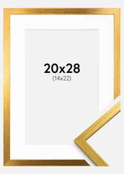 Ramme Edsbyn Guld 20x28 cm - Passepartout Hvid 15x23 cm