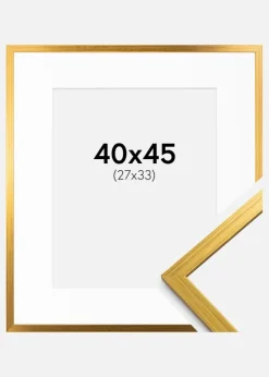 Ramme Edsbyn Guld 40x45 cm - Passepartout Hvid 28x34 cm