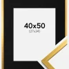 Ramme Edsbyn Guld 40x50 cm - Passepartout Sort 28x35 cm