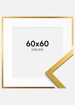 Ramme Edsbyn Guld 60x60 cm - Passepartout Hvid 45x45 cm