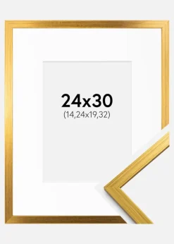 Ramme Edsbyn Guld 24x30 cm - Passepartout Hvid 6x8 inches