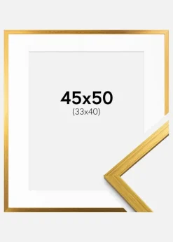 Ramme Edsbyn Guld 45x50 cm - Passepartout Hvid 34x41 cm