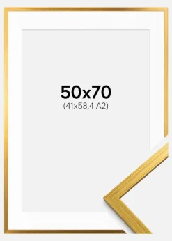 Ramme Edsbyn Guld 50x70 cm - Passepartout Hvid 42x59,4 cm (A2)