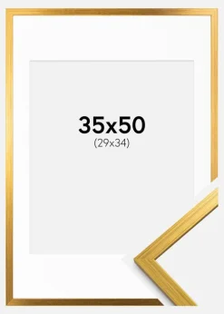 Ramme Edsbyn Guld 35x50 cm - Passepartout Hvid 30x35 cm