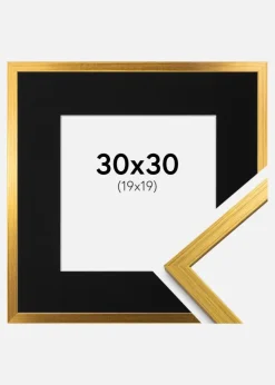 Ramme Edsbyn Guld 30x30 cm - Passepartout Sort 20x20 cm