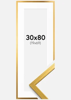 Ramme Edsbyn Guld 30x80 cm - Passepartout Hvid 20x70 cm