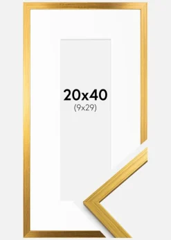 Ramme Edsbyn Guld 20x40 cm - Passepartout Hvid 10x30 cm