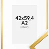 Ramme Edsbyn Guld 42x59,4 cm (A2) - Passepartout Hvid 25x38 cm