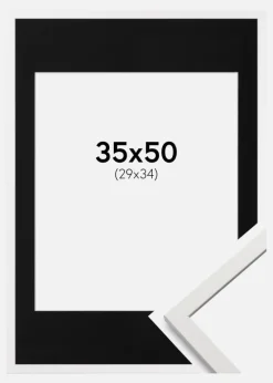 Ramme Edsbyn Hvid 35x50 cm - Passepartout Sort 30x35 cm