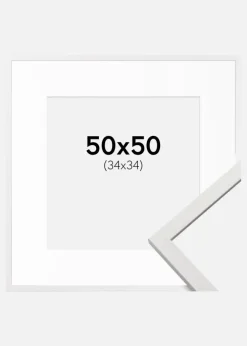 Ramme Edsbyn Hvid 50x50 cm - Passepartout Hvid 35x35 cm