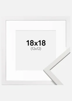 Ramme Edsbyn Hvid 18x18 cm - Passepartout Hvid 13x13 cm