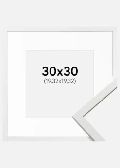 Ramme Edsbyn Hvid 30x30 cm - Passepartout Hvid 8x8 inches (20,32x20,32 cm)
