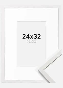 Ramme Edsbyn Hvid 24x32 cm - Passepartout Hvid 14x21 cm