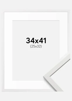 Ramme Edsbyn Hvid 34x41 cm - Passepartout Hvid 26x33 cm