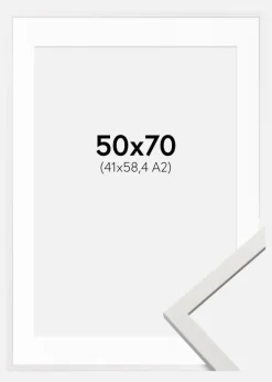 Ramme Edsbyn Hvid 50x70 cm - Passepartout Hvid 42x59,4 cm (A2)