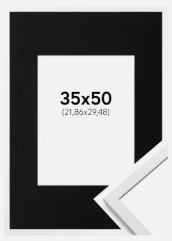 Ramme Edsbyn Hvid 35x50 cm - Passepartout Sort 9x12 inches (22,86x30,48 cm)