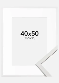 Ramme Edsbyn Hvid 40x50 cm - Passepartout Hvid 27,5x37 cm