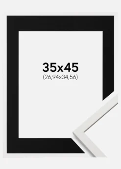 Ramme Edsbyn Hvid 35x45 cm - Passepartout Sort 11x14 inches (27,94x35,56 cm)