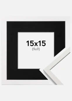 Ramme Edsbyn Hvid 15x15 cm - Passepartout Sort 10x10 cm