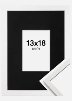 Ramme Edsbyn Hvid 13x18 cm - Passepartout Sort 7x10 cm