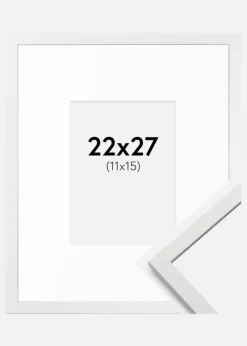 Ramme Edsbyn Hvid 22x27 cm - Passepartout Hvid 12x16 cm