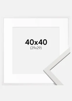 Ramme Edsbyn Hvid 40x40 cm - Passepartout Hvid 30x30 cm