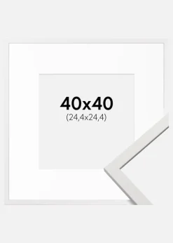 Ramme Edsbyn Hvid 40x40 cm - Passepartout Hvid 10x10 inches (25,4x25,4 cm)